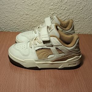 PUMA Kids' Cream and Brown Velcro Sneakers